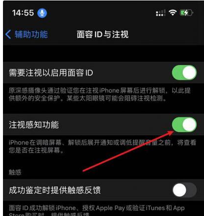 金平苹果14维修网点分享iPhone14注视感知功能有什么用 